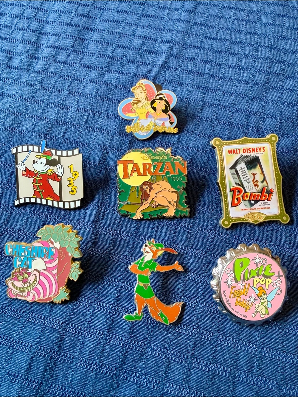 Disney Pin Trading Lot of 6 Pins Tinkerbell Belle Mickey Mouse Cheshire Cat
